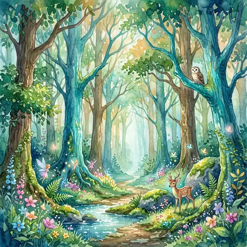 Enchanted Forest in Watercolor: A Magical Landscape