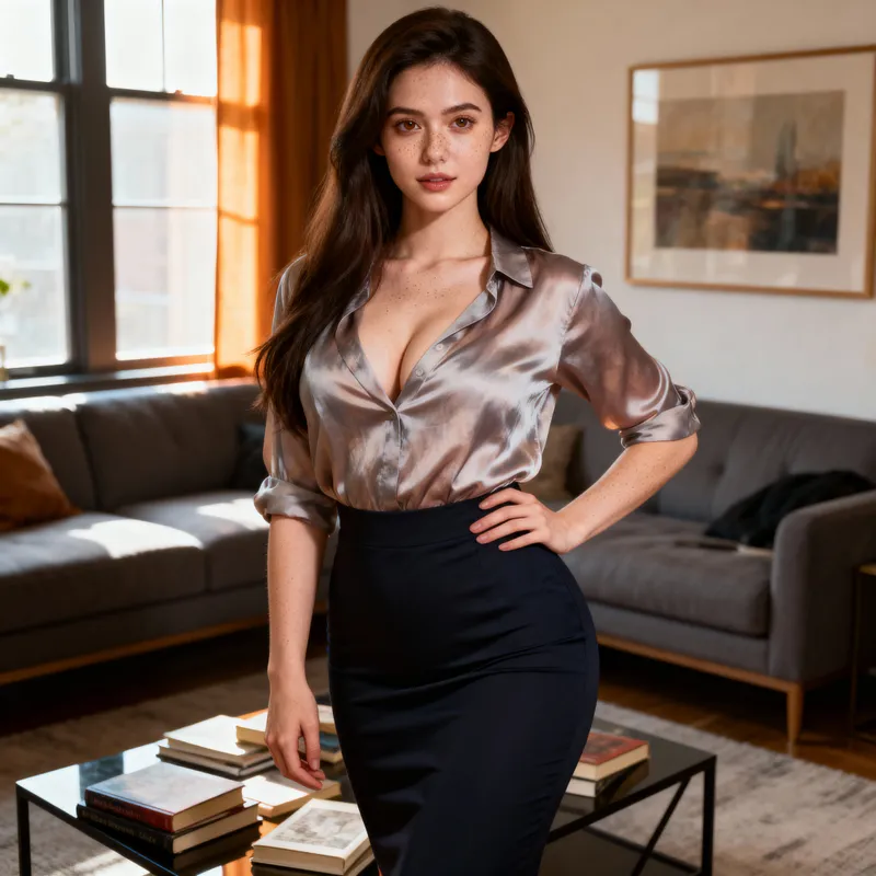 Candid Portrait of a Real Woman in Modern Living Room