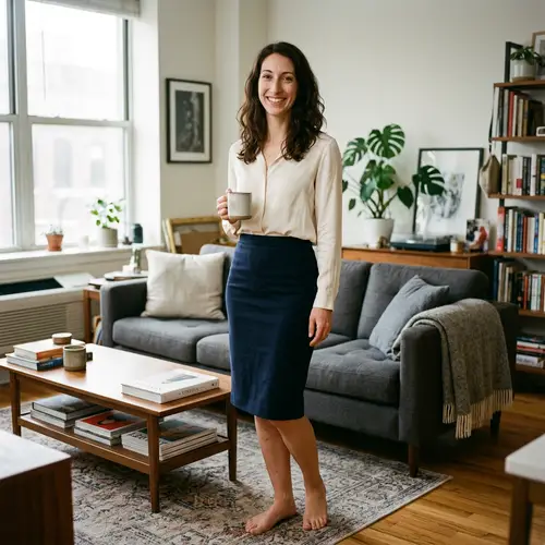 Candid Portrait of a Real Woman in Modern Living Room