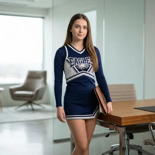 Elegant Cheerleader in Modern Office - Portrait Photography