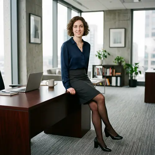 Elegant Young Jewish Woman in Modern Office