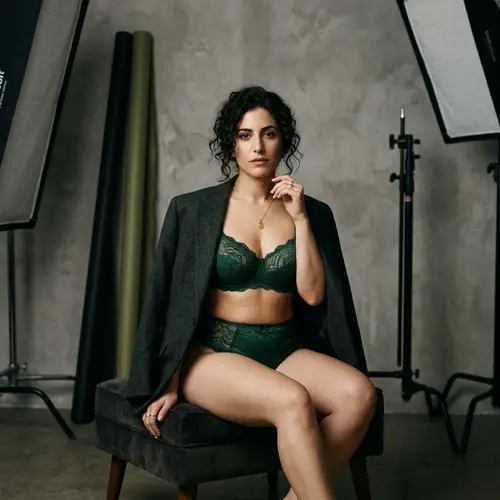 Sophisticated Ashkenazi Model in Lace Lingerie