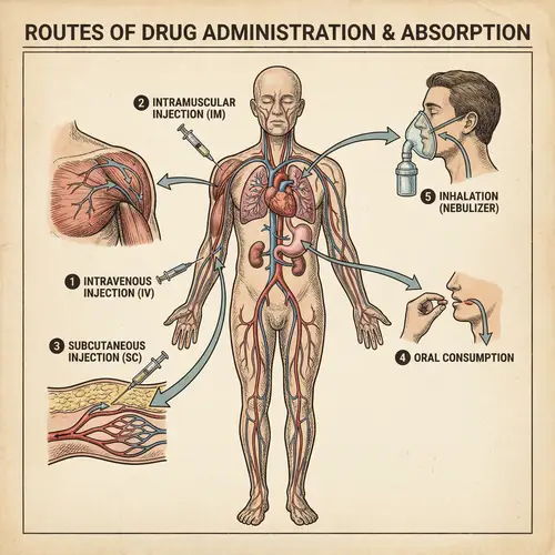 Medical Drug Administration Routes: IV, IM, SubQ, Oral, Inhalation