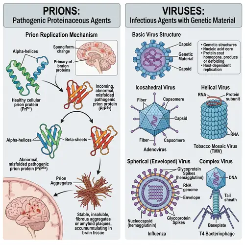 Prions and Viruses: An Illustrated Comparison of Cellular Proteins and Microscopic Organisms