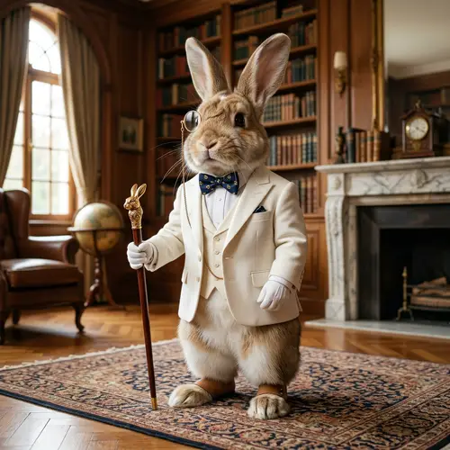 Classy White Suit Rabbit | Elegant Attire