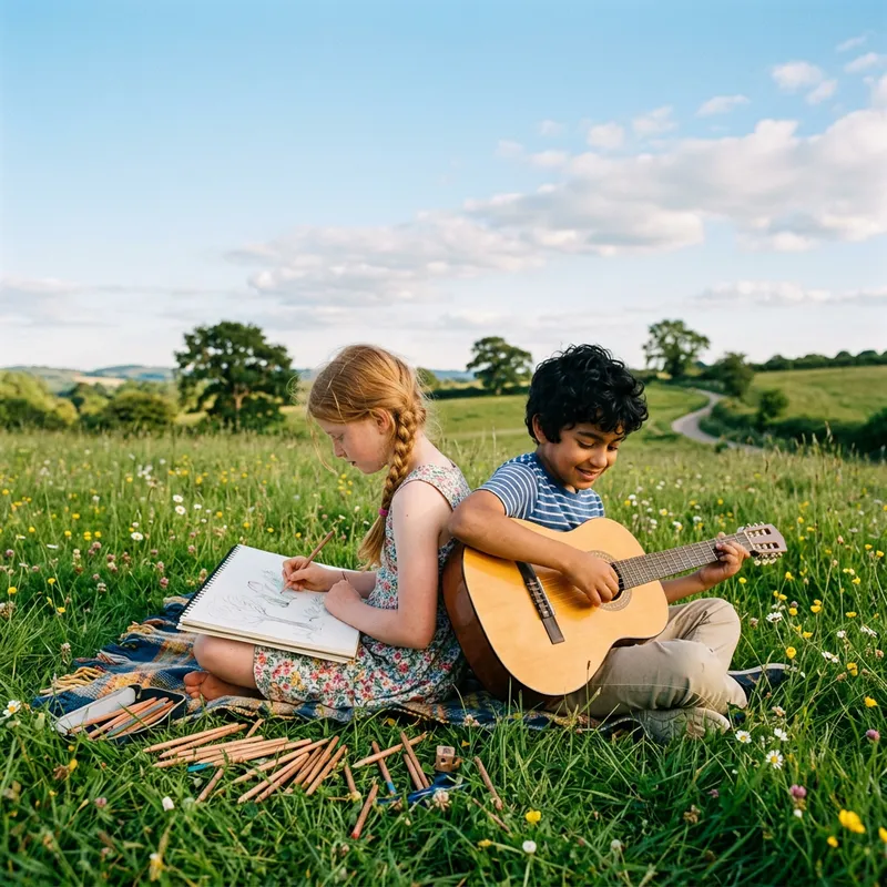 Artistic Duo: Creating & Strumming in Nature