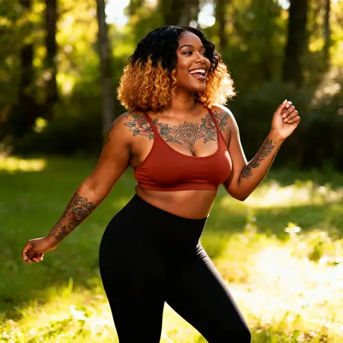 Confident Curvy Black Woman in Playful Pose