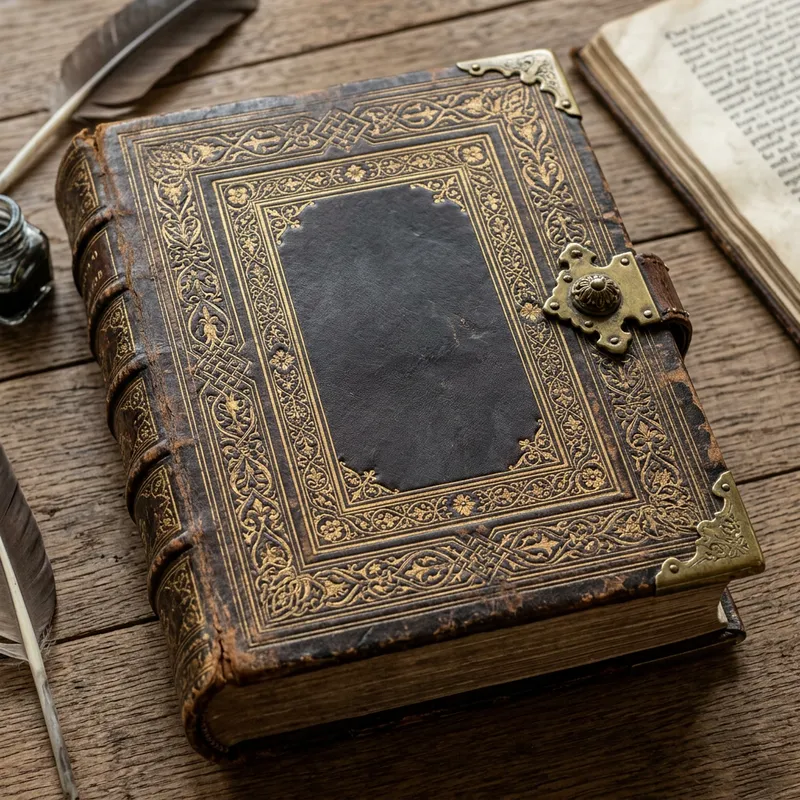 Medieval Book Cover Design with Intriguing Empty Space