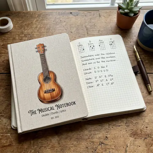 Fine Line Notebook with Small Ukulele Design