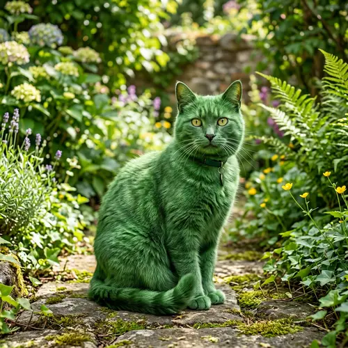 Green Fur Cat - Adorable Feline Photos