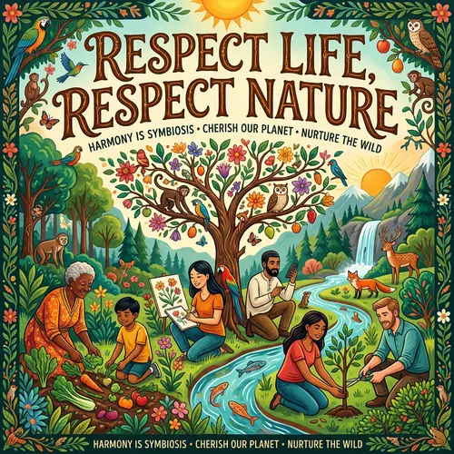 Respect Life & Nature Poster: Vital Symbiosis Depicted