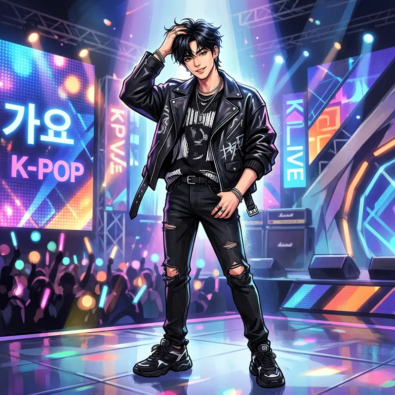 Stylish Black Hair on Jungkook - Modern Korean Pop Star