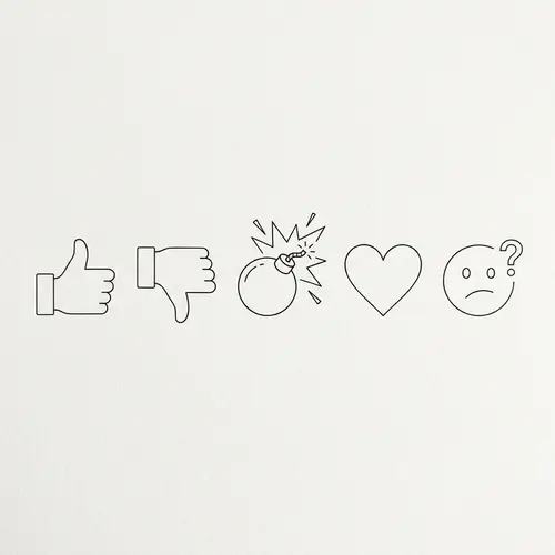 Fine Line Minimalist Emojis Drawing in Elegant Black Ink