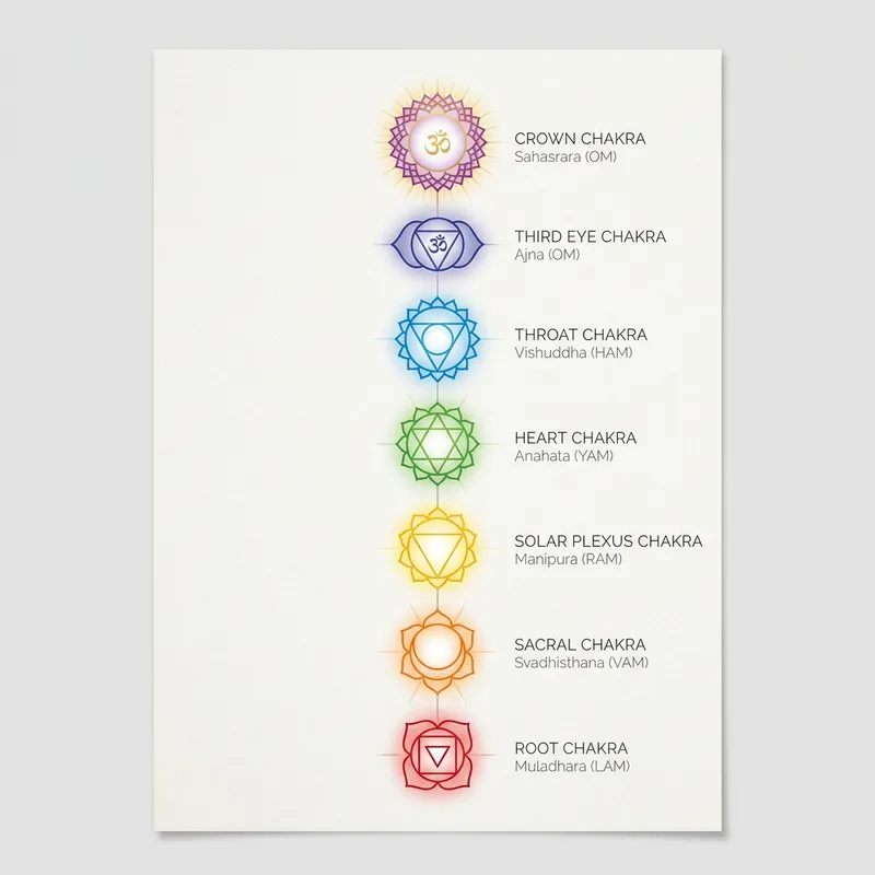7 Chakras Symbols: Vital Energy in Modern Minimalist Style