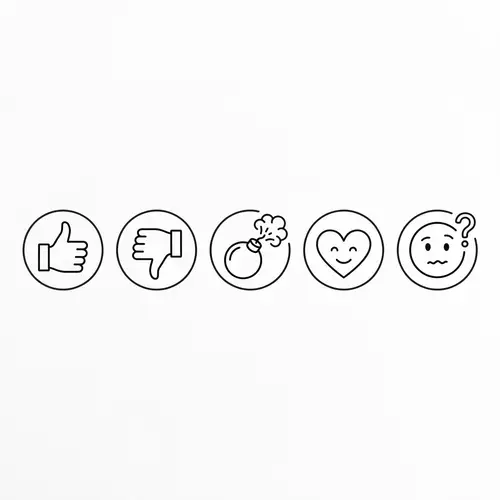 Minimalist Emojis: Approval, Disapproval, Anger, Happiness, Confusion