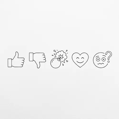 Minimalist Emojis - Elegant Black Ink Design on White Background