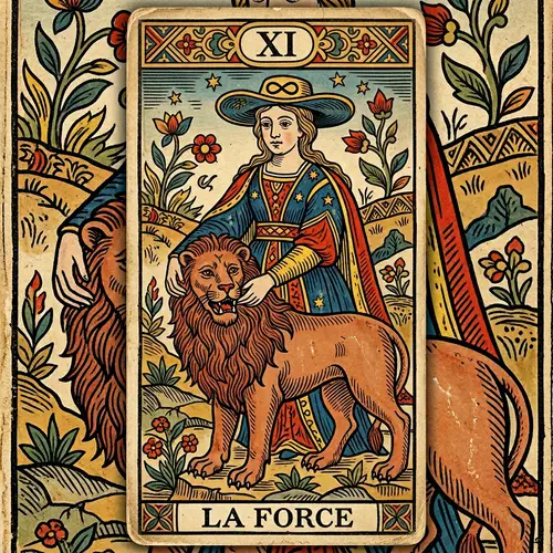 Inner Strength Symbolized | Marseille Tarot Style Card