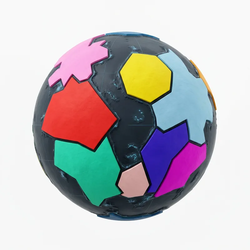 Vibrant Geometric Alien Planet - Colorful 3D Continent Map