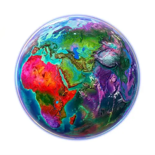 Vibrant Exotic Planet with Colorful Continents