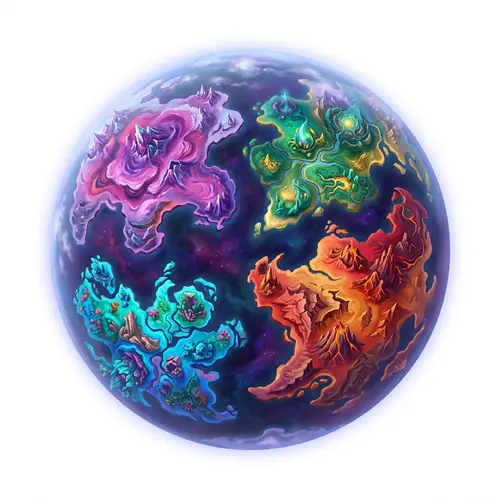 Extraterrestrial Planet Illustration with Bold Landmasses