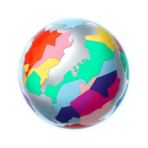 Alien Planet Illustration with Vibrant Colors on White Background