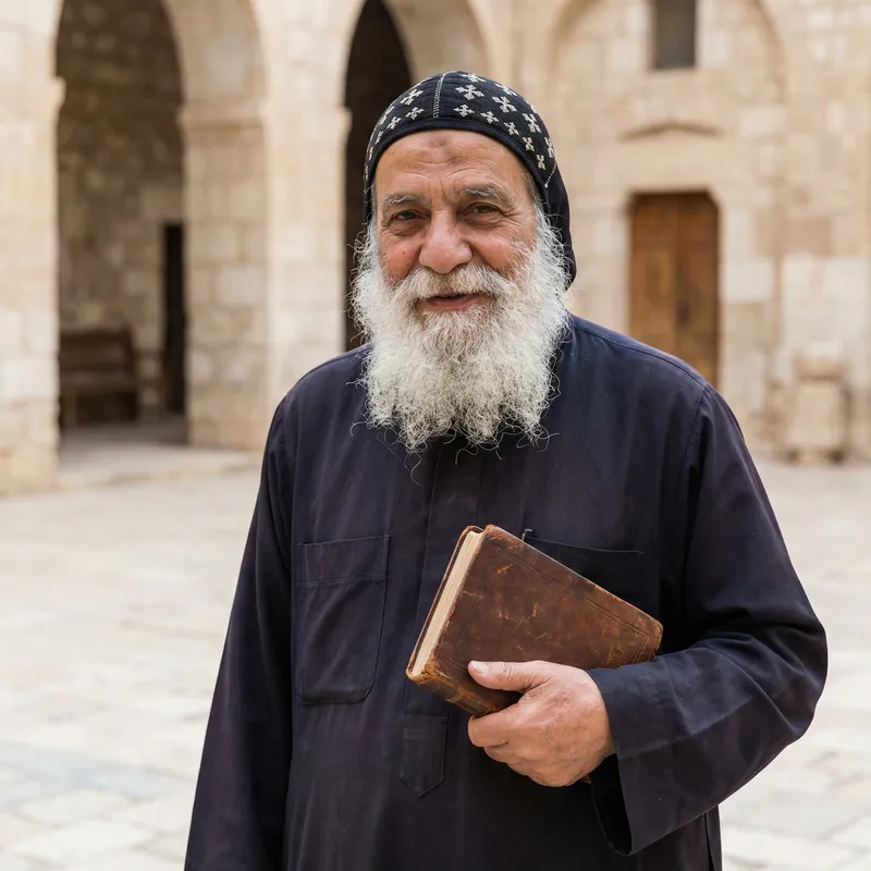 Elderly Sheikh with White Beard and Turban