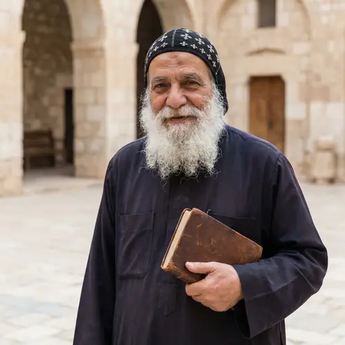 Elderly Cleric with Long White Beard | Traditional Headgear