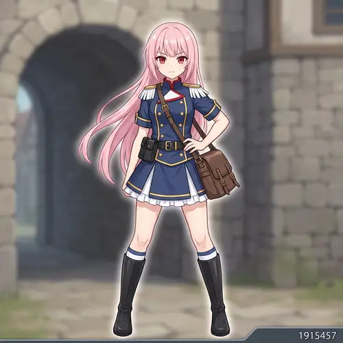 Anime Sprite Girl with Pink Hair and Red Eyes