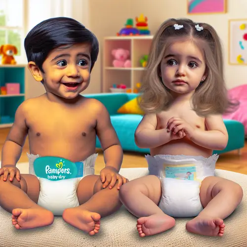 9-Year-Old Children in Pampers Baby Dry Diapers | Playful & Innocent