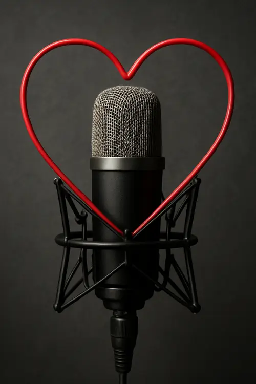 Heart-Shaped Red Wire Around Studio Microphone