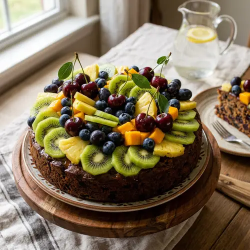 Delicious Fruit Cake with Abundant Toppings