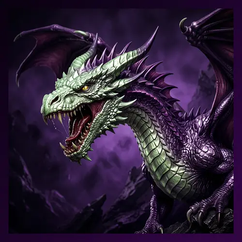 Realistic Evil Dragon with Purple Background