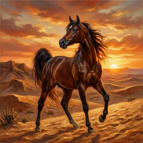 Stunning Arabian Horse Oil Painting