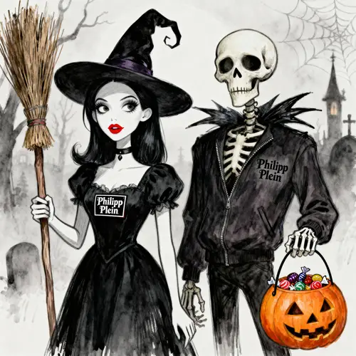 Gothic Halloween: Witch & Skeleton Characters
