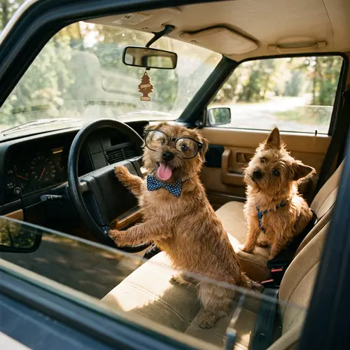 Funny Dog Driving Car with Small Passenger | Humorous Car Scene