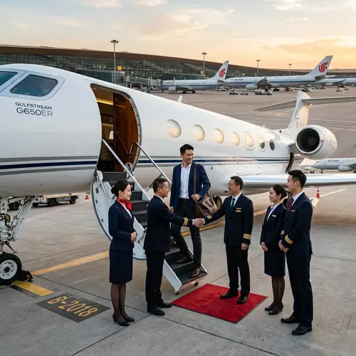Boarding Gulfstream Private Jet at Beijing Capital Airport