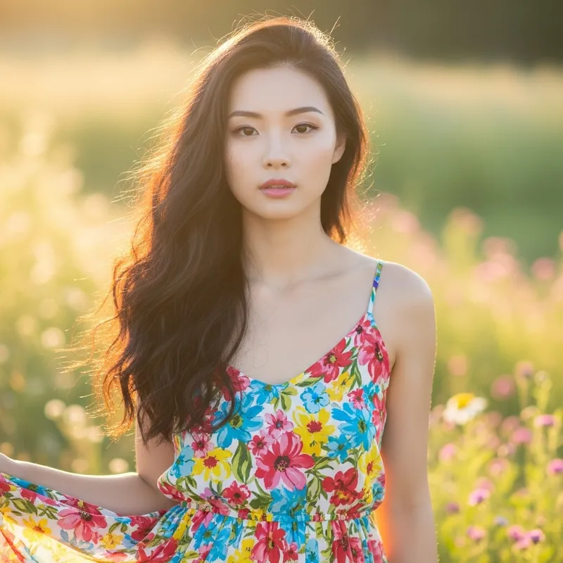 Beautiful Asian Woman in Sundress