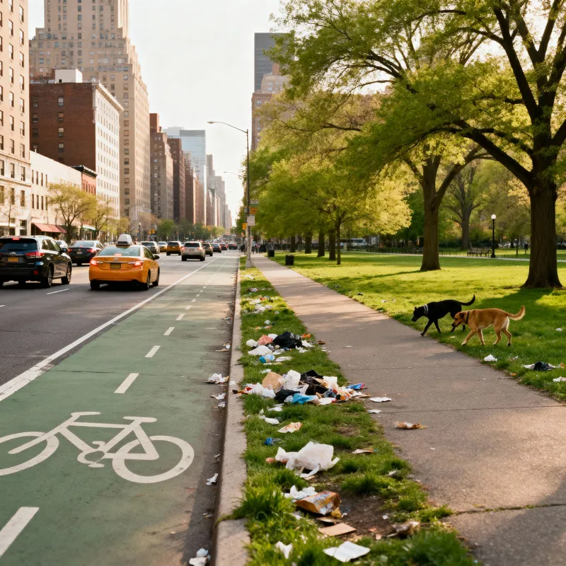 City Life: Parks, Cars, and Green Spaces