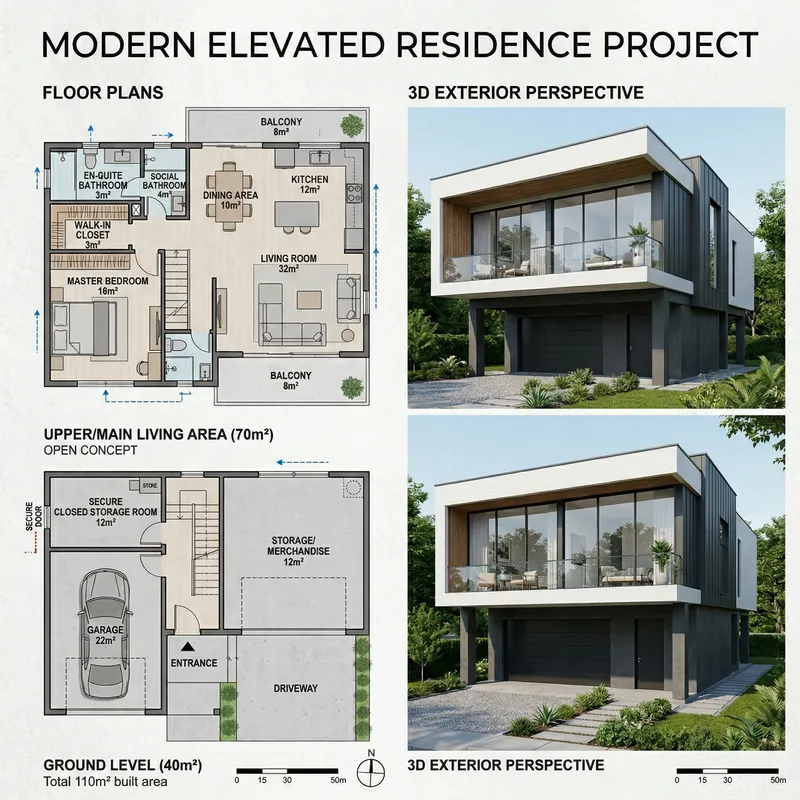 Modern 110sqm House Floor Plan & Design Modern 110sqm House Floor Plan & Design
