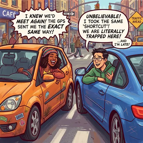 Comic-Style Illustration of Two Diverse Drivers in Vehicles