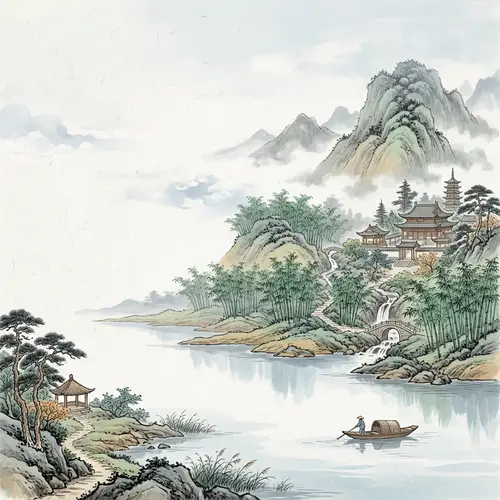 Serene Traditional Chinese Landscape Poster Design