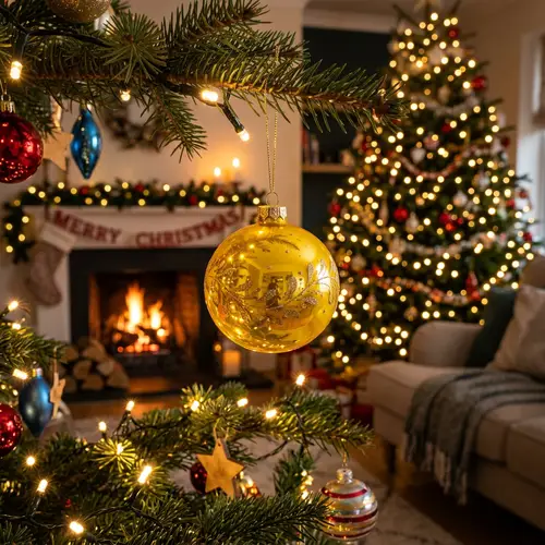Cozy Christmas Tree in a Festive Living Room
