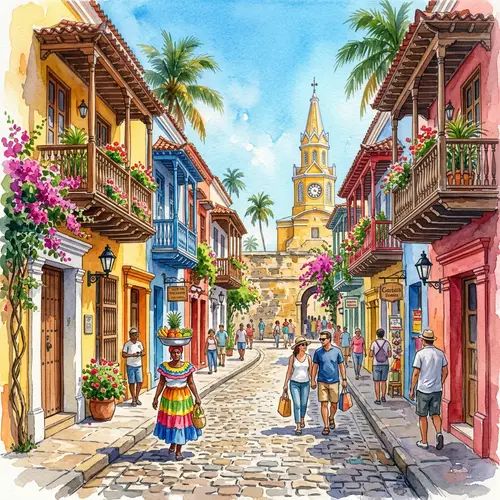 Watercolor Artwork of Cartagena de Indias