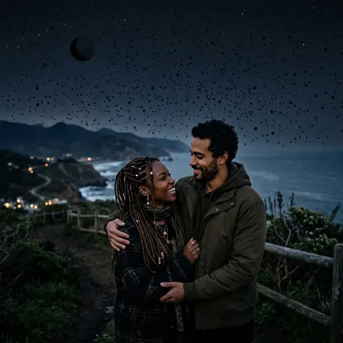 Couple Under Starry Night Sky
