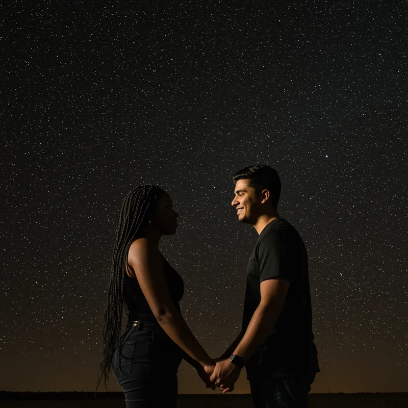 Couple Under Starry Night Sky