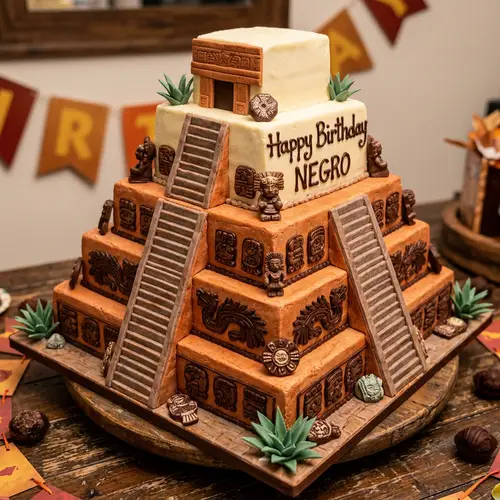 Aztec Pyramid Birthday Cake Design