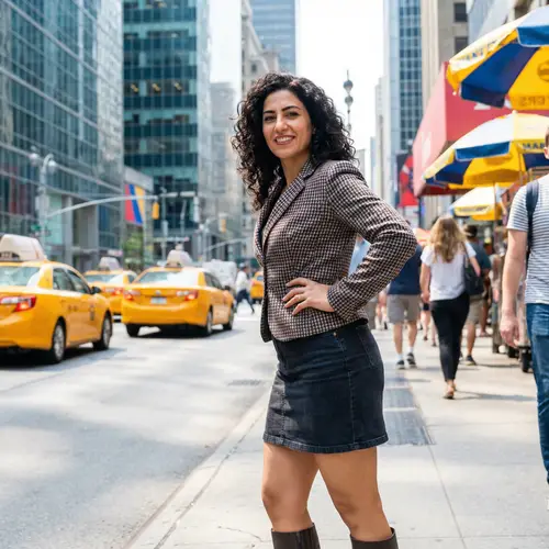 Stylish Middle-Eastern Woman in Vibrant Cityscape | Fashion