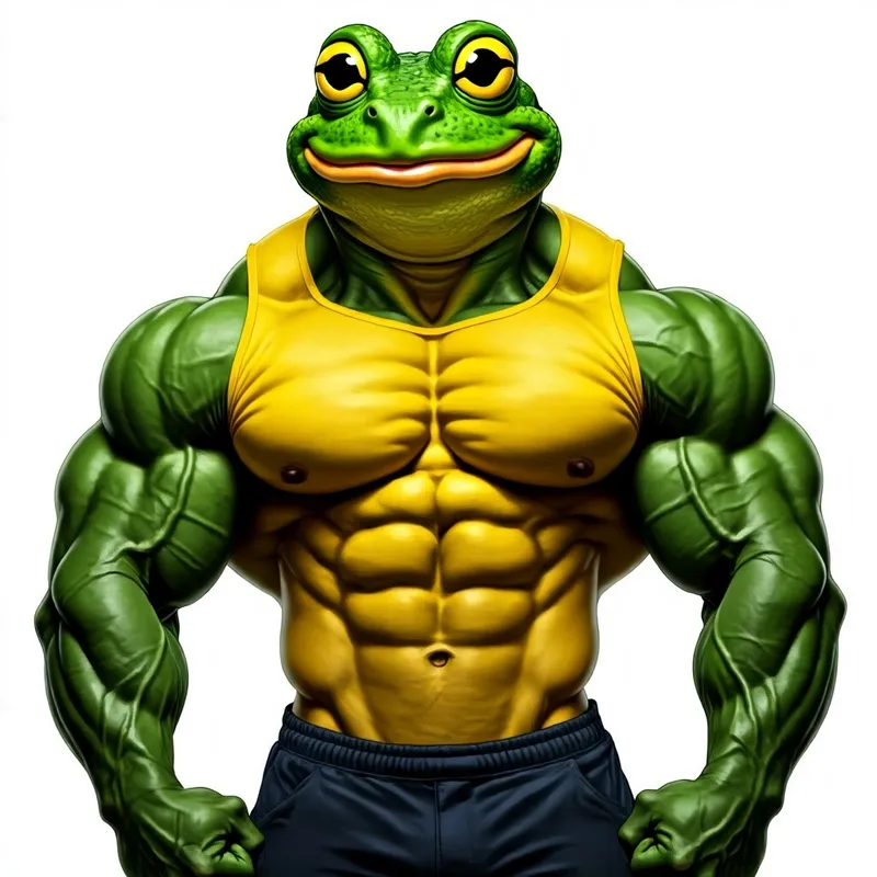 Green and Yellow Pepe Bodybuilder with Tattoos Green and Yellow Pepe Bodybuilder with Tattoos