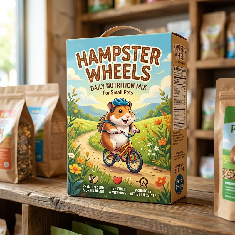 Draw Hamster Food Box with Hamster on Bike
