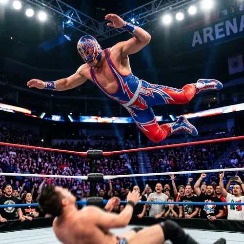 High-Flying Luchador Wrestler | Thrilling Mid-Air Move